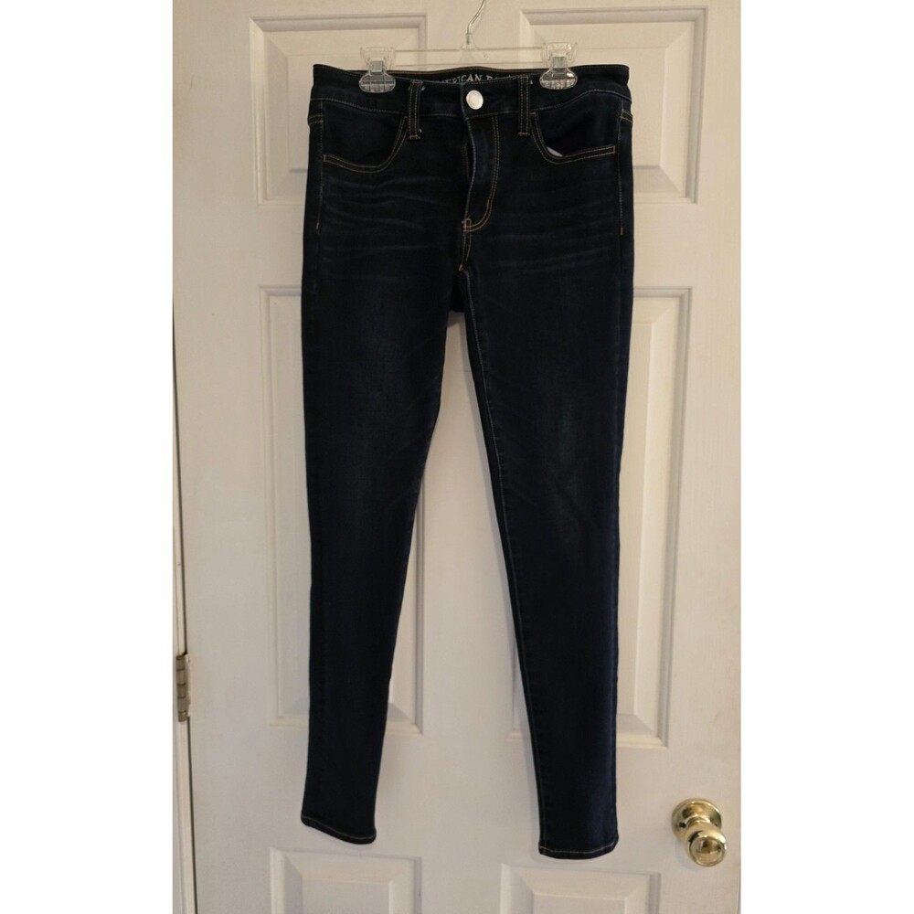 American Eagle Jeggings Jeans Women Sz 6 Super Stretch Low Rise Dark Wash Denim